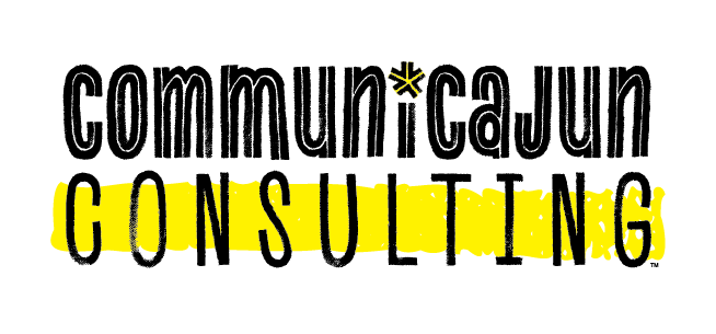 CommuniCajun Consulting logo, featuring a hand-drawn black font with a vibrant yellow highlight. Providing graphic design, branding, and Google Maps SEO for small businesses in and around Baton Rouge, Louisiana.