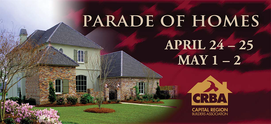 Billboard and event identity design by CommuniCajun for the Capital Region Builders Association (CRBA) Parade of Homes in Baton Rouge.